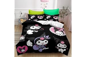 XYRXARIC 3PCS Bedding Set,Kuromi Comforter Duvet Cover Set Twin Full Queen King Size Quilt Cover for Kids Teens Bedroom Decoration （Twin）
