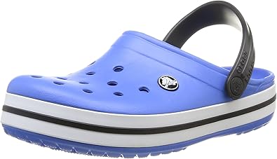 blue and black crocs