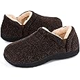 LongBay Men's Slippers Warm Bedroom House Shoes Slip-On Memory Foam Winter House Slippers for Indoor Outdoor