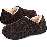LongBay Men's Slippers Warm Bedroom Memory Foam House Shoes Slip-On for Indoor Outdoor Winter