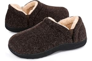 LongBay Men's Slippers Warm Bedroom House Shoes Slip-On Memory Foam Winter House Slippers for Indoor Outdoor