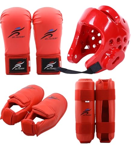 équipement Karaté Complet Équipement Karaté Rockible - Casque, Gants, Protège-Tibias - Pour MMA, Taekwondo, Entraînement - Polyester équipement Sparring MMA