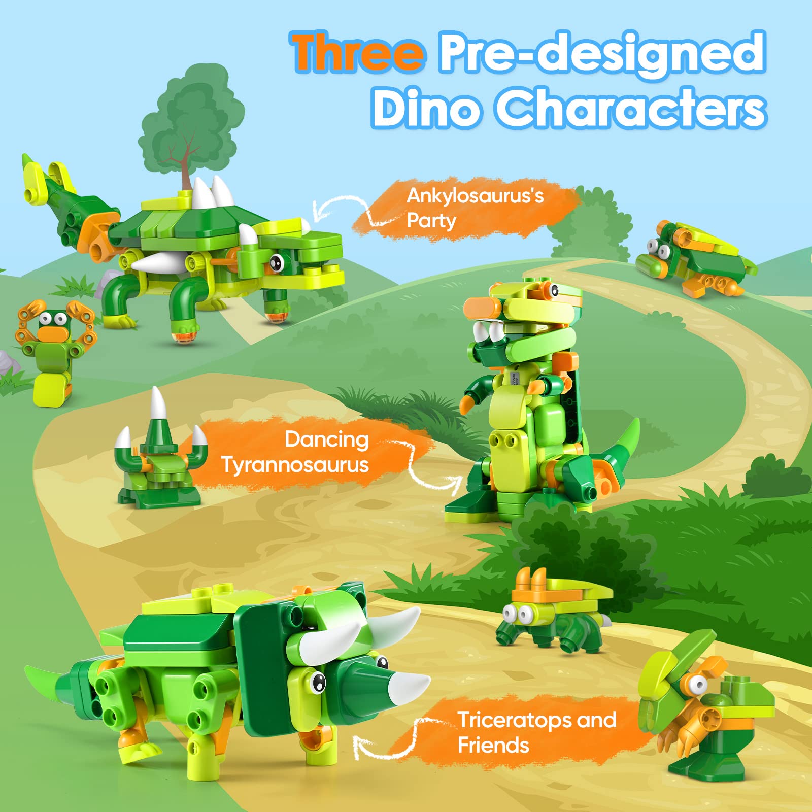 BLOKEES Dinosaur Toys for Kids 3 4 5 6 7+, STEM Dinosaur Building Toys, Electronic Walking & Sound Robot Toys with App Based, Remote Control Dinosaur STEM Toys for Boys, 103 Pcs