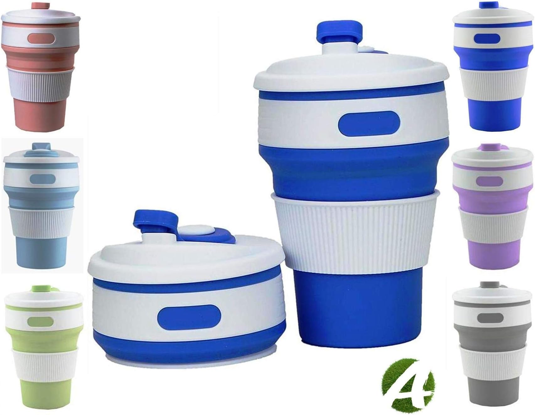 AVALEISURE Collapsible Coffee Mug – a Foldable 12oz Drinking Cup with Lid for Water, Coffee, Tea, Soft Drinks, Ideal for Camping, Travel, Hiking, Picnic, Lunch