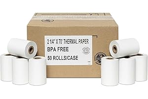 POSPAPERROLL 50 Rolls of Thermal Paper 2 1/4'' by 70' Verifone VX520 First Data FD400 Nurit 8000 8020 STP103 (48gm)