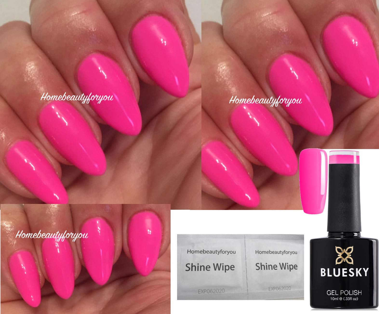Bluesky Bright Pink Candy Cerise Summer NEON 27 Nail Gel Polish UV LED Soak Off 10ml (Requires drying under UV/LED Lamp)