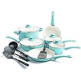 GreenLife Soft Grip Healthy Ceramic Nonstick, Cookware Pots and Pans Set, 14 Piece, Turquoise