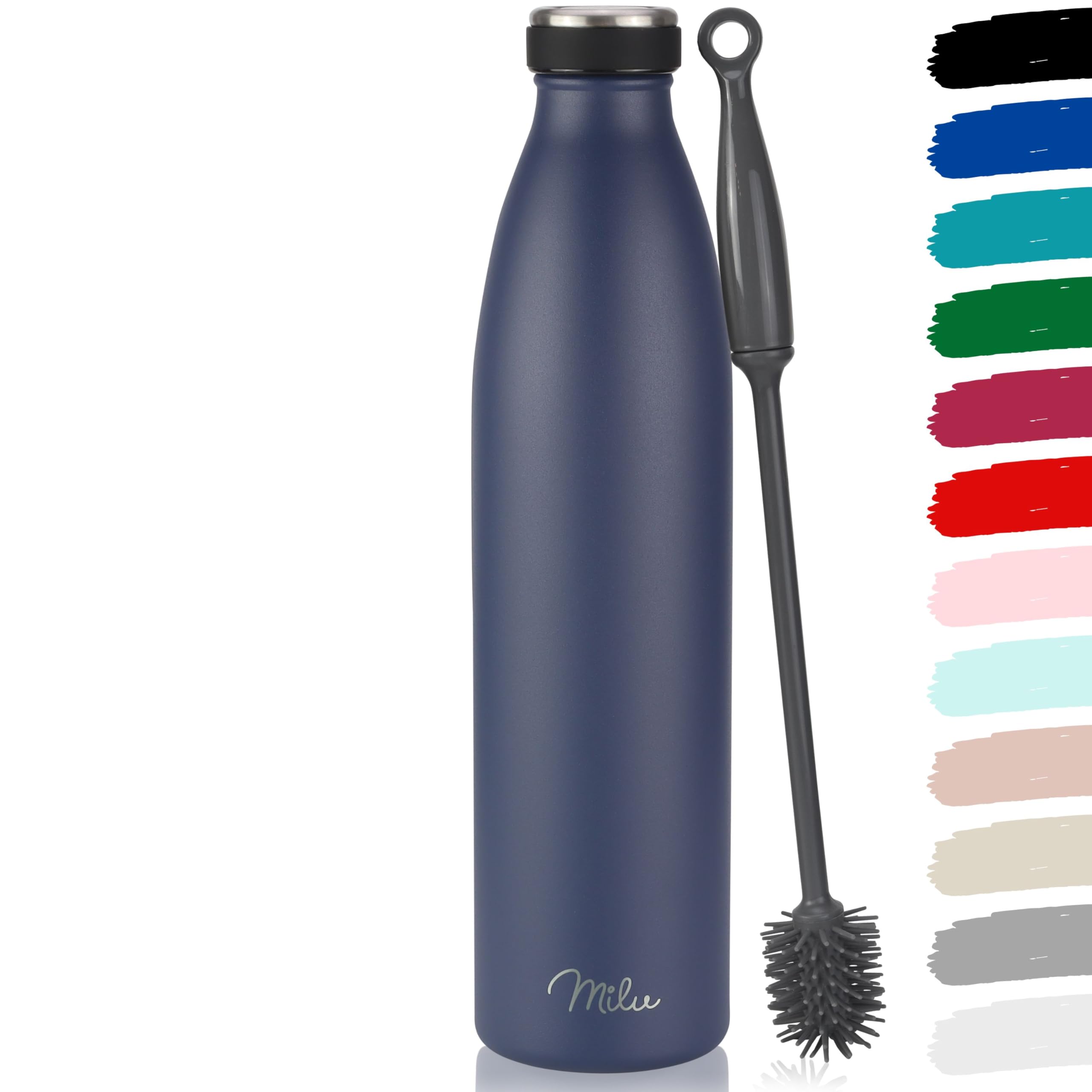 Milu Stainless Steel Drinking Bottle 1500 ml - Insulated Thermo Flask for Water - Leak Proof, Insulated and Double Walled, Carbonated (Granite Navy Blue, 1,5L)