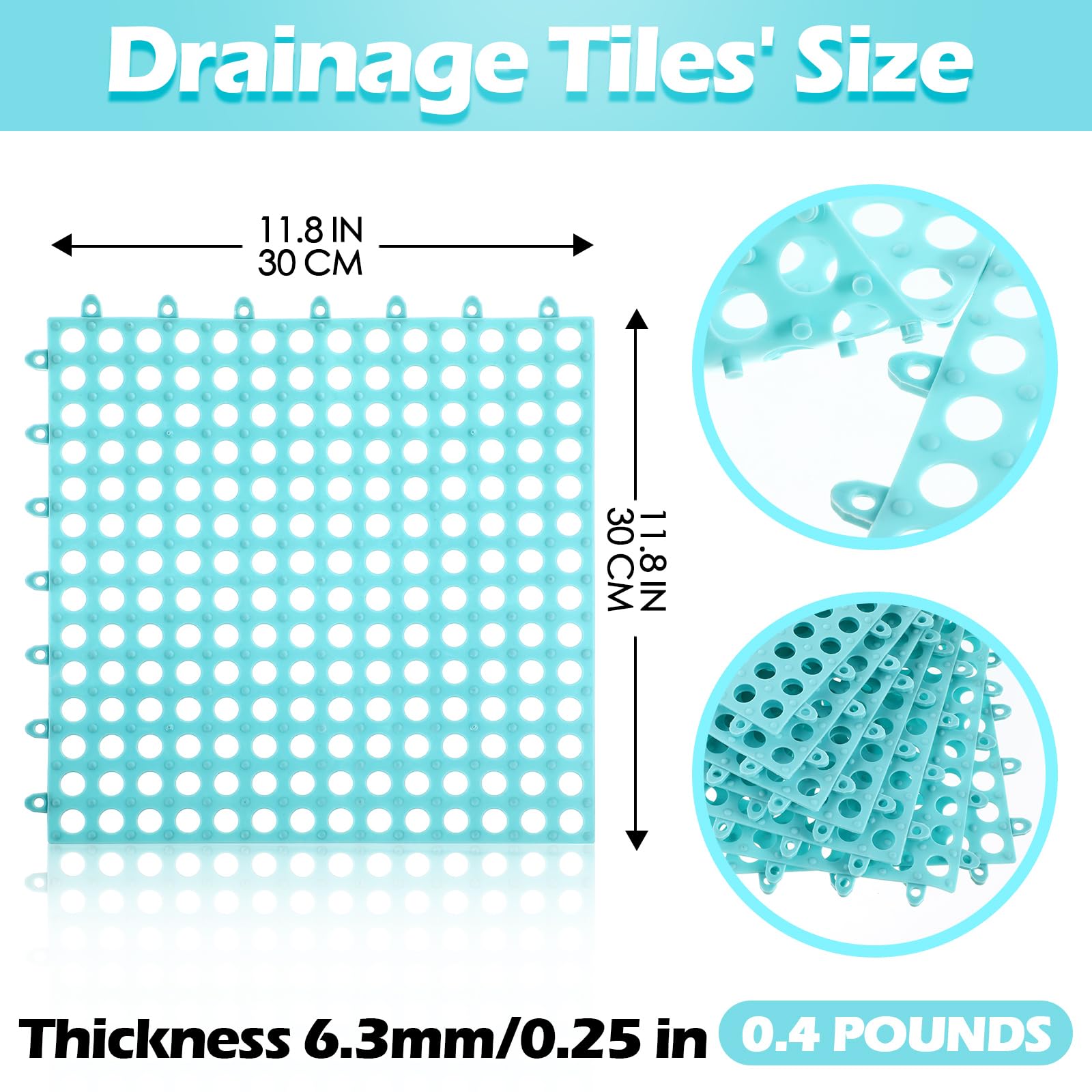 Condition photo showing New/Like New for tinideya 50 pcs rubber outdoor tiles 11'8 x 11'8 inches,blue | interlocking floor drainage tiles outside shower mat non slip floor mats tpe soft for bathroom patio pool deck gym wet areas