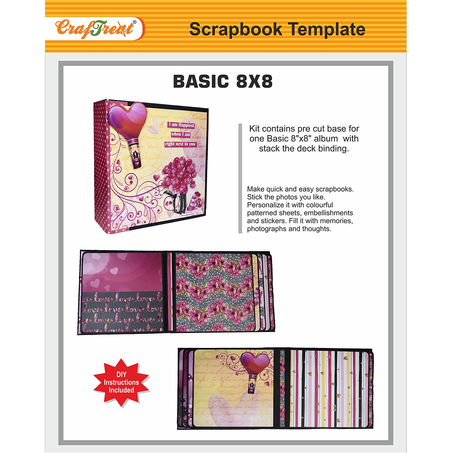 CrafTreat Basic 8x8 Black DIY Scrapbook Blanks Kit – Precut & Prescored Scrapbook Album Base