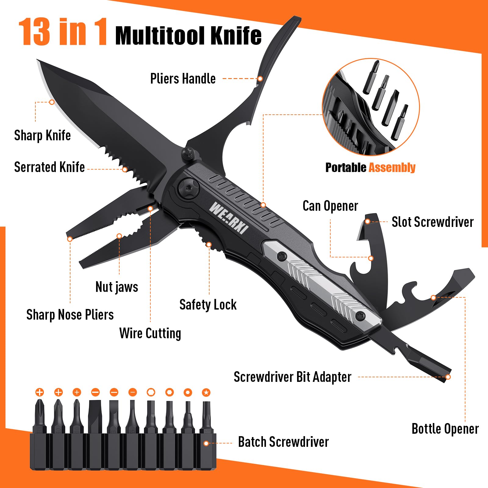 WEARXI Geschenke für Männer, Multitool Taschenmesser, Männergeschenke, Papa Geschenk, Klappmesser, Geburtstagsgeschenk Gadgets für Männer, Messer Outdoor, Adventskalender Füllung Weihnachten Geschenke 3