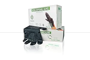 Extra Thick Disposable Black Nitrile Gloves – Powder & Latex Free – Non-Sterile, Heavy-Duty Work Gloves