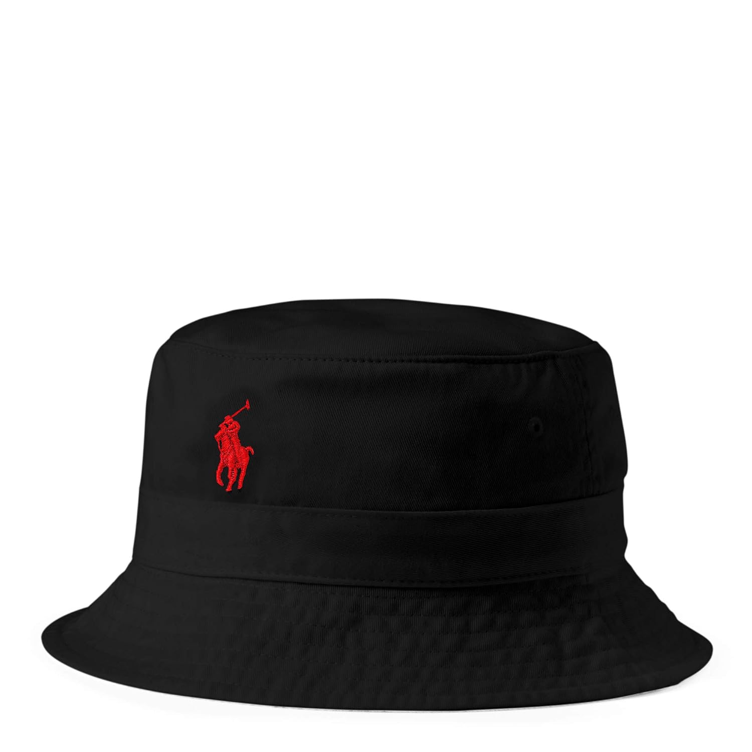 Polo Ralph Lauren Men`s Cotton Chino Bucket Hat (Polo Black(7006)/Red
