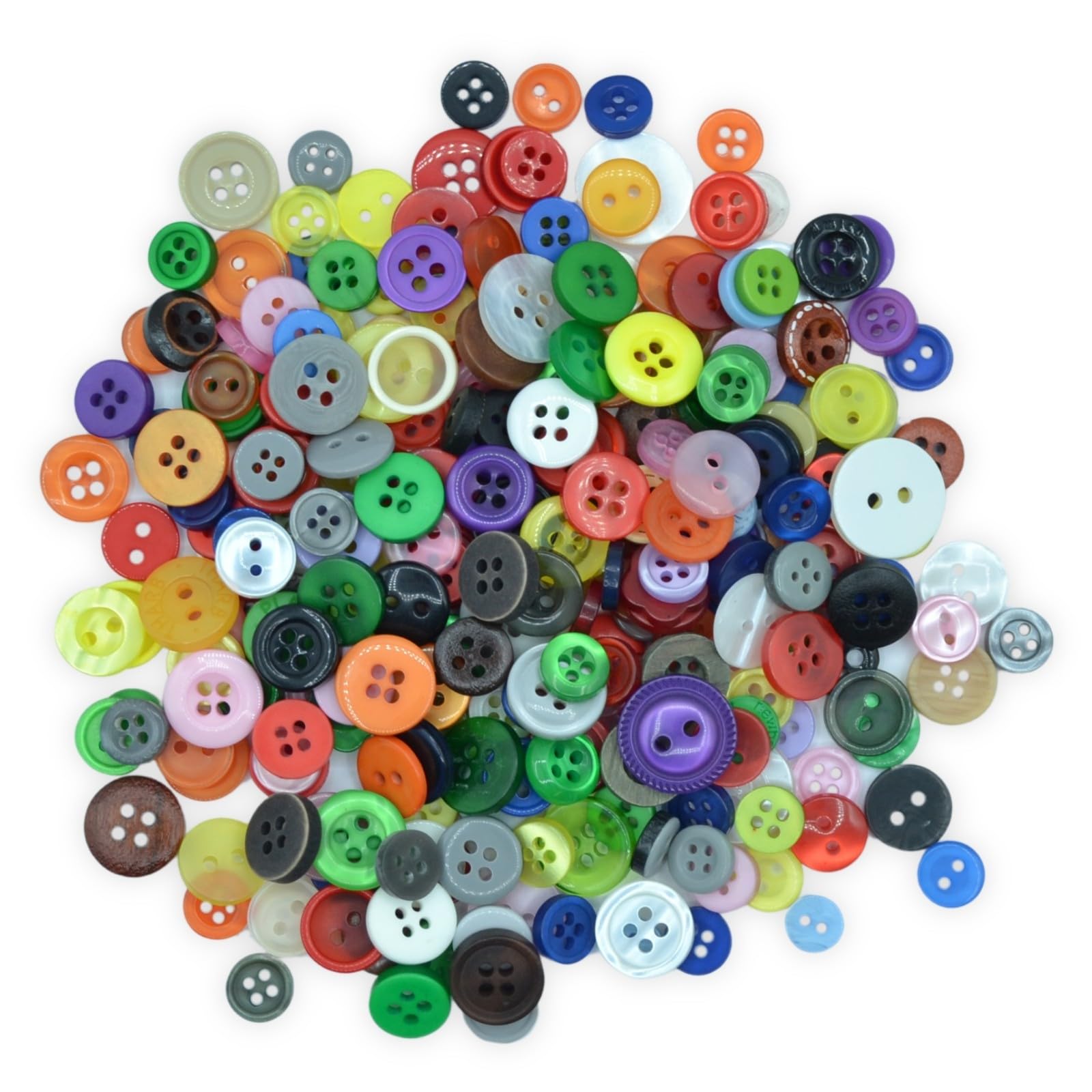 Pack of 250g - TINY MIX - Mixed Tiny Sizes and Colours of Various Round Plain Buttons for Sewing and Crafting