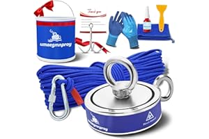 Complete 1300LB Double-Sided Fishing Magnet Kit Strong Heavy Duty Neodymium Magnet for Retrieving Items in River, Lake, Beach
