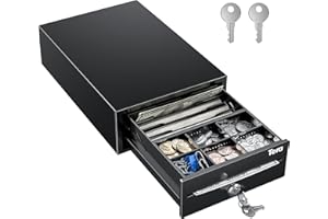 Tera Cash Register Drawer 8" Mini: 4 Bill 6 Coin Small Cash Drawer Auto Open with Media Slot 24V RJ12 Cable for POS System Ke