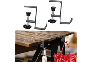 GELOBO 2 Pack Heavy Duty Purse Hook for Table, Adjustable J-Shape Purse Hanger for Table, Classroom, Office Desk Accessories, Alloy Materials Portable Purse Holder for Bags, Headphones, Key (Frost Grey)