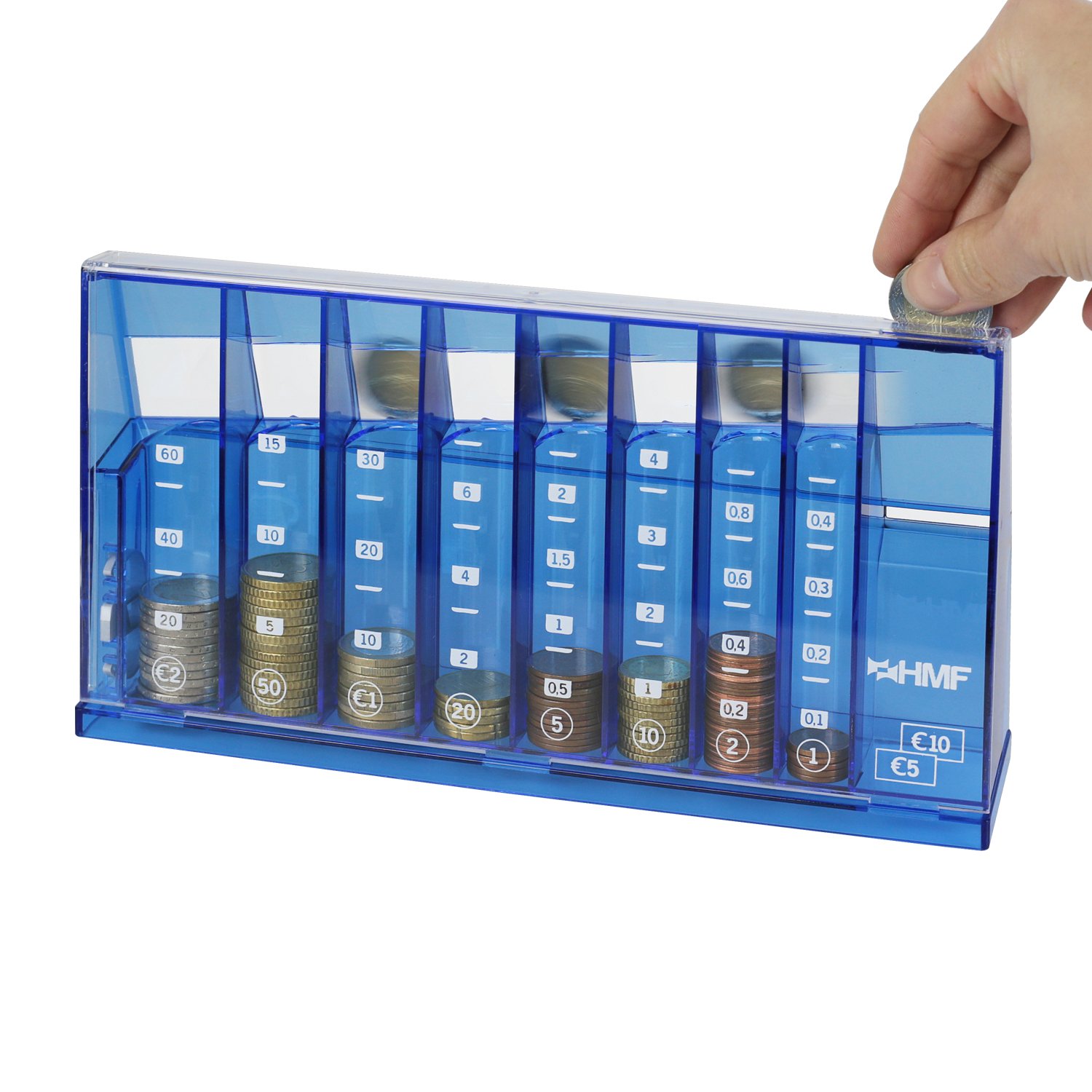 HMF 4710-05 EURO Coin Sorter Counter 24 x 5 x 12 cm, blue