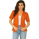 Loxdonz Women's Short Sleeve Cropped Cardigan Sweaters Open Front Bolero Short Shrugs for Women