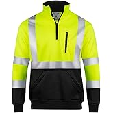 JORESTECH Hi-Visibility 1/4-Zip Safety Sweater, ANSI/ISEA Compliant Reflective Work Pullover, 100% Polyester