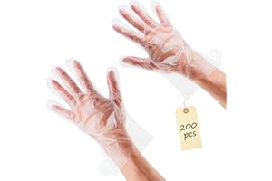 KETAR 200 Pcs Paraffin Gloves for Hands - Lightweight, Disposable, Transparent, Leak-Proof, Universal Plastic Paraffin Wax Gloves for Hands - Soft, Easy to Use for Cooking, Eating, Cleaning, Hair Coloring