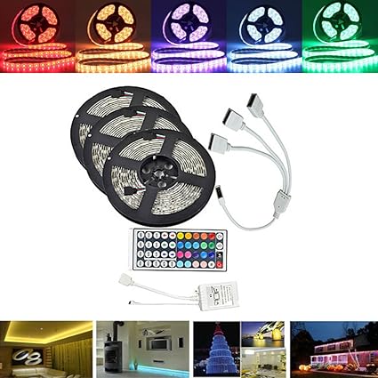 MASUNN 15 M Smd5050 Wasserdicht RGB 450 Led Strip Tape Light Kit + 44 Tasten Controller + Cable Connector DC12V