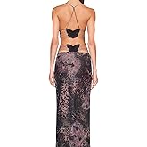Womens Sexy Maxi Dress Halter Top Backless Floral Print Bodycon Long Dresses Elegant Slim Fit Party Night Cocktail Outfits