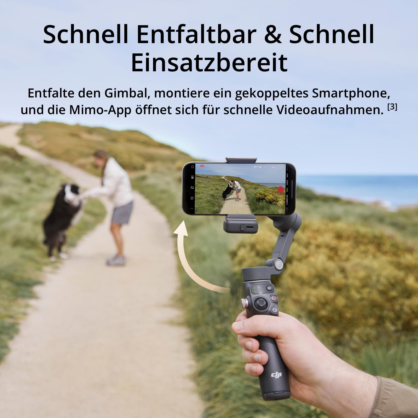 DJI Osmo Mobile 7P Gimbal-Stabilisator für iPhone, Android, Natives Tracking, Beleuchtung, 3-Achsen-Smartphone-Gimbal, schneller Start, EIN-klick-Bearbeitung, integrierter Verlängerungsstab & Stativ 4