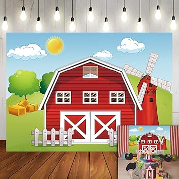 Amazon Com Gya 7x5ft Cartoon Farm Photography Backdrop Red Barn