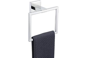 TQKAG Polished Towel Ring Bathroom Hand Towel Holder Stainless Steel Square Towel Hangers Wall Mounted