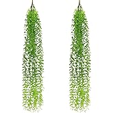 Awsyhom 5 Pack Artificial Hanging Willow Vine (3.3ft) - Fake Greenery Plants for Indoor/Outdoor Decor, Wedding & Photography - Green Tail Design (No Basket Included)