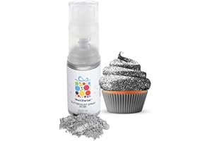 Blacksherbet Edible Glitter Spray, (10g) | 100% Edible | Cakes, Cupcakes, Cocktails, Edible Drink Glitter, Chocolate. Food Grade Glitter & Dusts. Kosher (Silver)