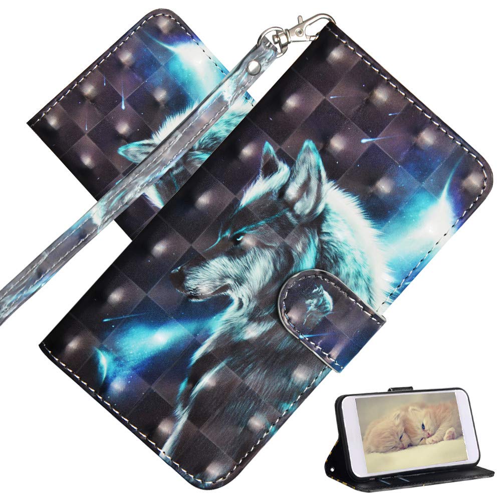 COTDINFOR Wallet Case For Samsung Galaxy S20 FE Case Art 3D Painted PU Leather Magnetic Clasp Card Holder Stand Flip Case for Samsung Galaxy S20 Lite / S20 FE 5G Cover Star Wolf YX.