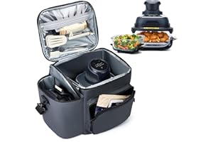 SUITMAT Padded Carrying Bag for Ninja Crispi Air Fryer 4Qt & 6-Cup Glass Containers, 2 Main Pockets Design for Ninja Crispi PowerPod & Container Storage, Water-resistant Portable Carry Case (Bag Only)