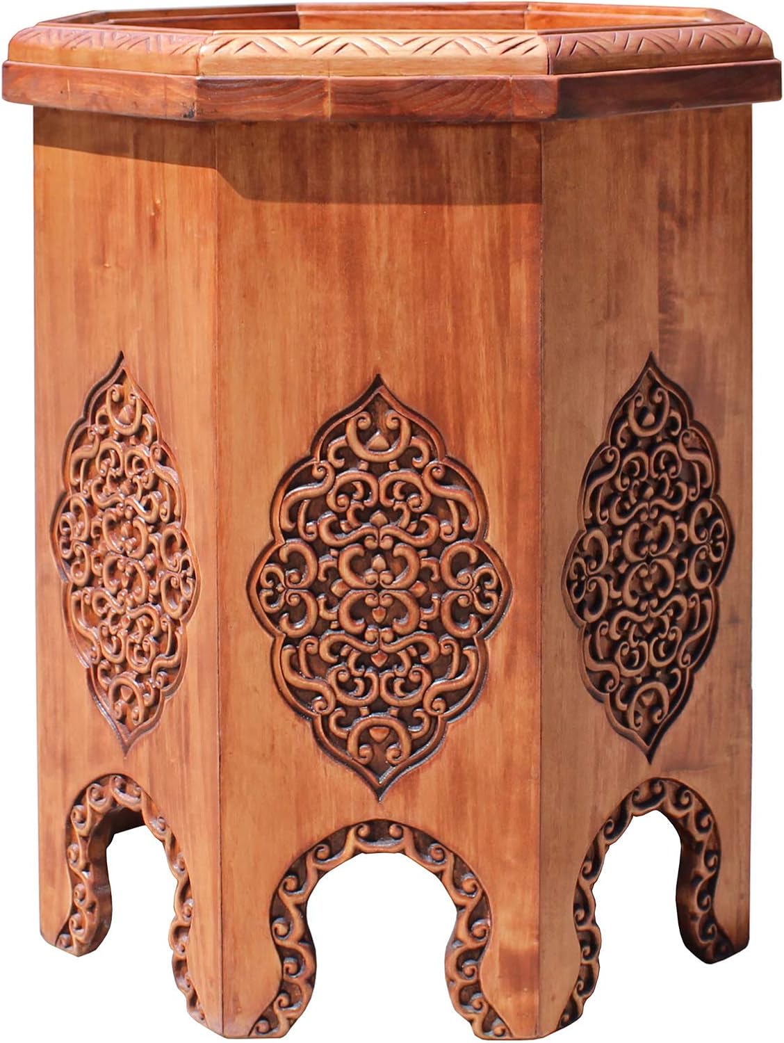 Amazon Com Asian Octagon Floral Relief Carving Side Table Stand Cs5184 Kitchen Dining