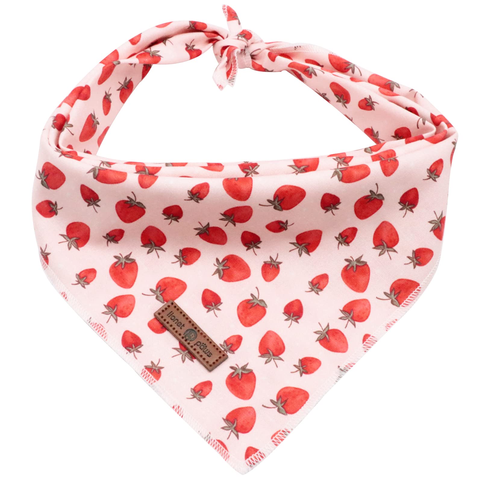Lionet Paws Dog Bandana for Small Medium Large Dogs, Cat Dog Kerchief Dog Triangle Bibs Scarf for Girl Boy Gift Strawberry
