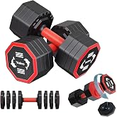YOLEO Adjustable Dumbbell Set, Weights Dumbbells Set at Home Workout Equipment, 4 in 1 Each Premium Tai Chi-Style Rotary Mounting Adjustable 10/15/20/25 lb dumbbells, with TPU Soft Rubber Handle Suitable Men/Women Updated 2.0