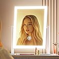 Gvnkvn 15.2" Lighted Makeup Mirror Hollywood Vanity Mirror with Lights, Three Color Modes,Detachable 10X Magnification Mirror, Smart Touch Control, 360°Rotation White
