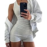 CHICME Womens Pajama Sets Casual Sleeveless Tank Top and Shorts Ribbed Knit 2 Piece Lounge Set