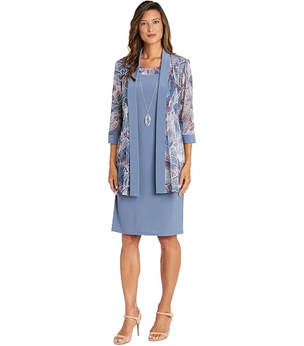 R&M Richards Elegant Glitter Pleated Chiffon Jacket Dress W/Beaded Neckline & 3/4 Sleeves Blush at Amazon Women's Clothing store