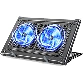 MOKURU Laptop Cooling Pad Stand, Laptop Cooler with 2 Silent Fans for 10-15.6 Inch Laptops,6 Levels of Height Adjustable Wind Speed with 2 USB Ports (Black)