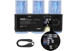 LKTOP 200W Air 3/Air 3S Battery Fast Charger Hub for DJI/Specta Air 3 Series Drone Parallel USB-C Power Adapter, with Collect Balance Battery Level/Fast Charging/Storage/LED/Alarm Mode, LED Display Screen