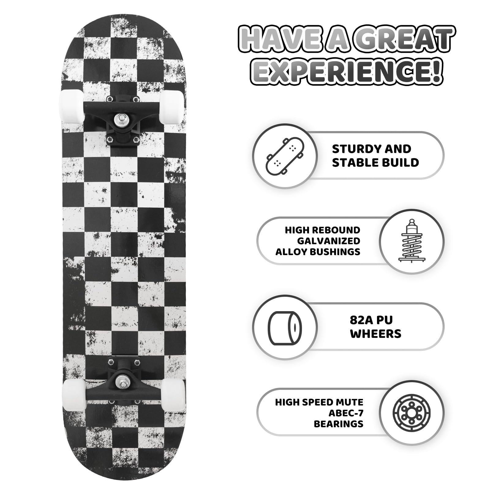 Nattork 31 Inch Complete Skateboard, Standard Skateboards for Beginners, Wood 9 Layer Canadian Maple Trick Skate Boards for Boys Girls Youth Teens Adults