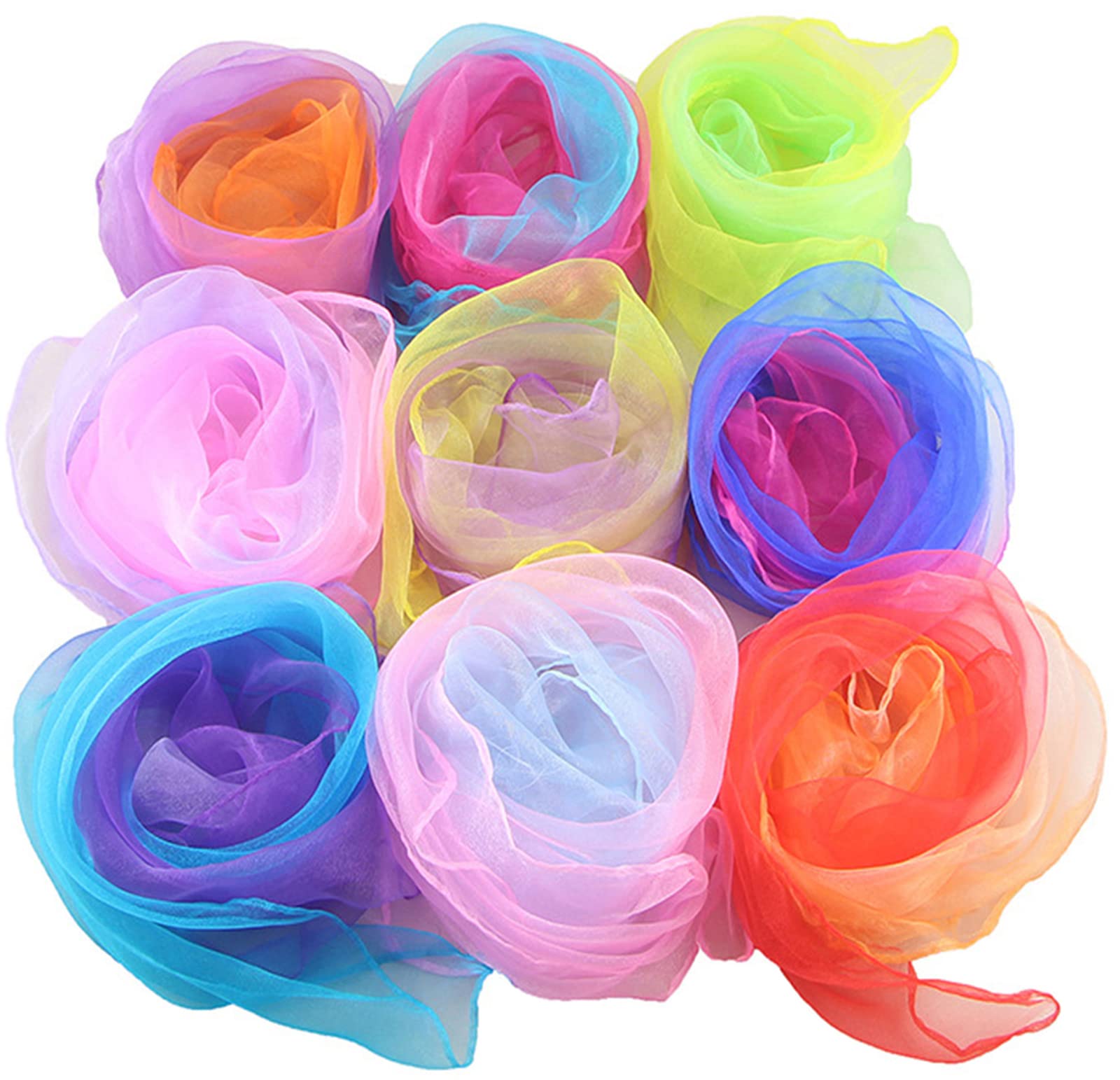 liuer 20PCS Juggling Scarves Square Dance Scarf Scarves Musical Play,Gradient Colors,Soft and Comfortable 24 x 24 Inches For Children Adults Babies Kindergarten Bags Decoration Gift