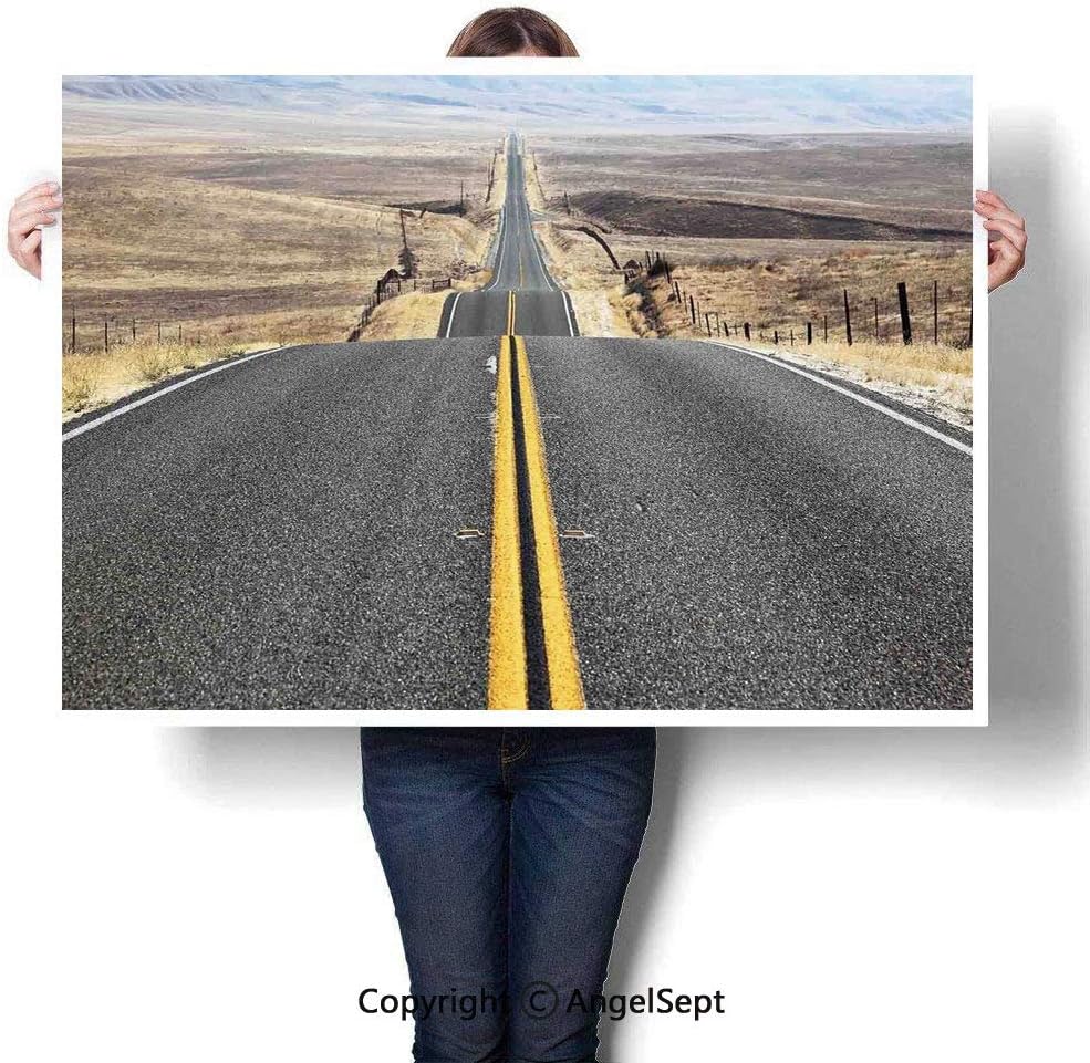 Fashion Frameless Painting on Canvas,Pacific Coast Highway on The Road Trip to Endless Desert Western Photo Grey,W28 XL20,Home Decor Artwork Wall Art Picture