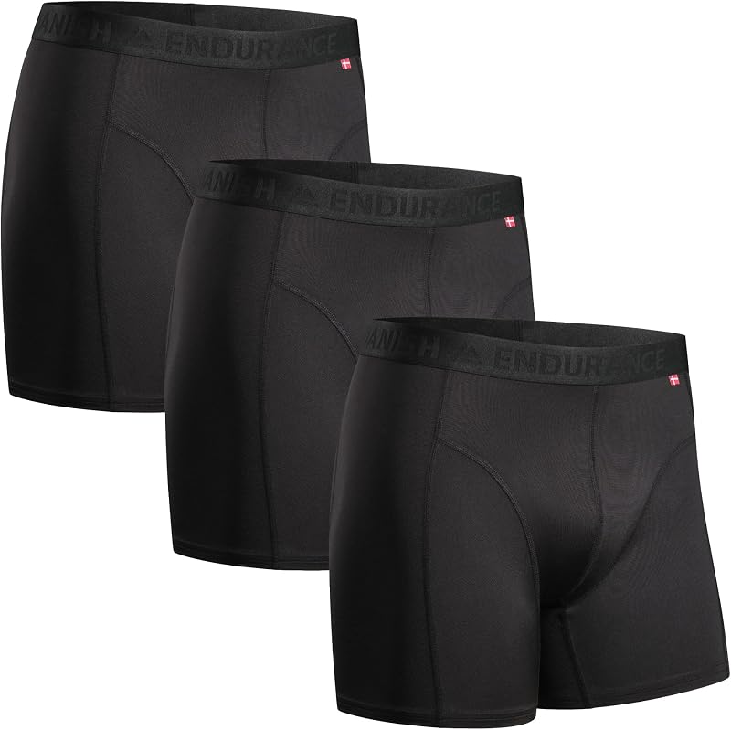 3er Pack Sport Boxershorts Herren, Schwarz, L
