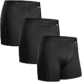 DANISH ENDURANCE Men's Performance Boxer Briefs (3-Pack) – Moisture-Wicking, Quick-Dry Comfort with Extra-Long Fit