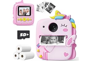 Prysyedawn Instant Print Camera for Kids, Christmas Birthday Gifts for 3-8 Year Old Boys Girls, 1080P Kids Digital Camera Toys for Toddler Age 3 4 5 6 7 8 with Silicone Cover-Pink