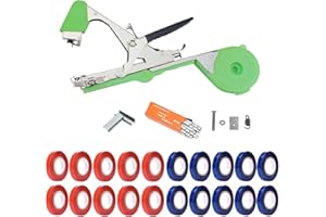Swetero Plant Tying Machine Tool,Plant Tape Gun with 10000pcs Staples 20 Rolls Tape and Replacement Blade for Grapes,Raspberries,Tomatoes and Vining Vegetables Tying Tool(Green)