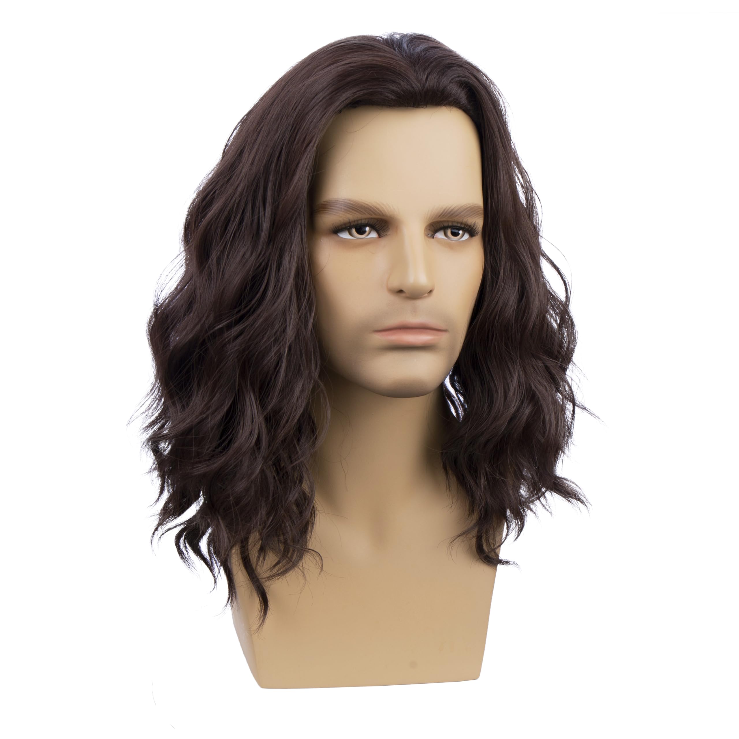 Photo 1 of DUDUWIG Kids Boys Brown Wig Children Long Brown Middle Part Wavy Curly Synthetic Wigs Cosplay Hair Wigs